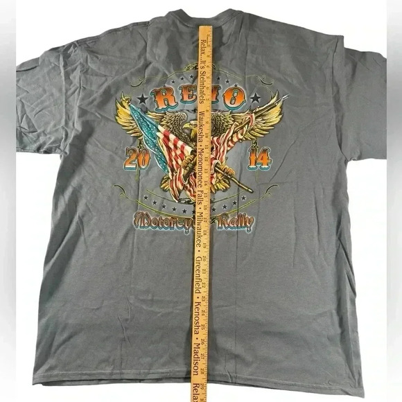 Motorcycle Rally Reno 2014 Graphic Tee Gray Shirt Size XL - Picture 8 of 9